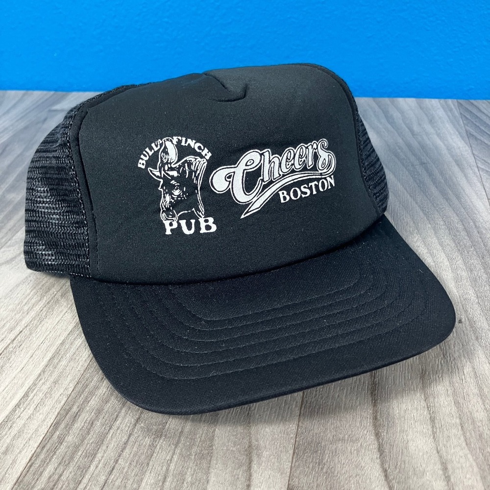 Reynolds‎ Cheers Boston Trucker Hat Men's One Size Black Mesh Pub Logo